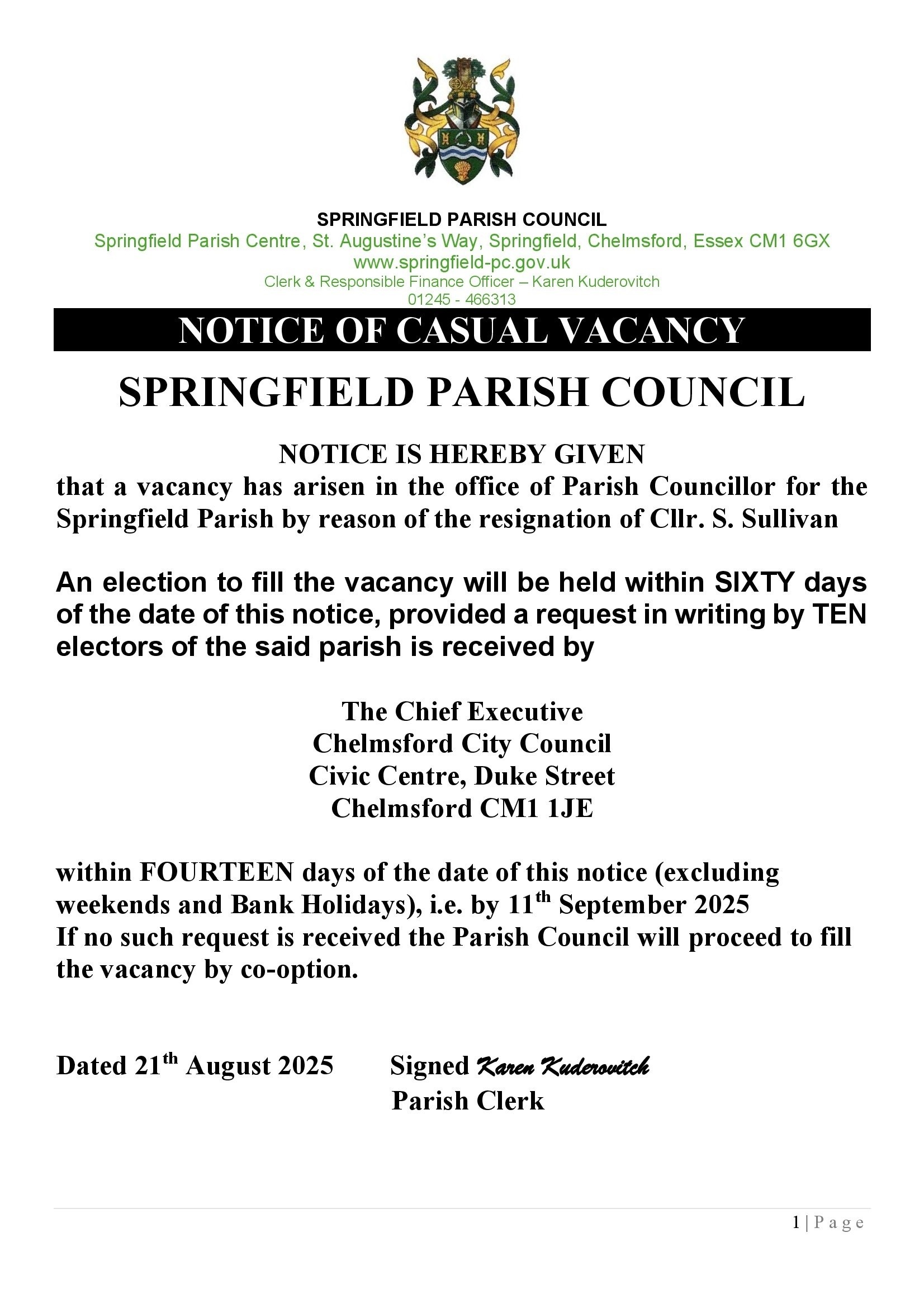 Councillor Vacancy